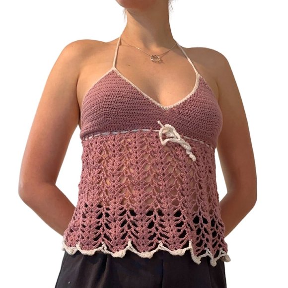 Urban Outfitters Tops - Hand crocheted halterneck top.